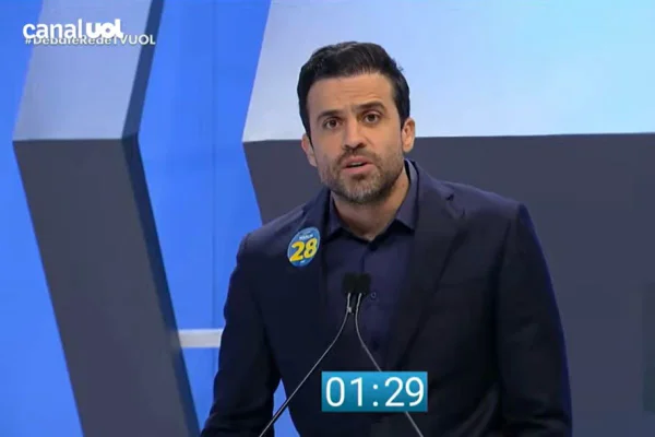 Candidato do PRTB Pablo Marçal em debate Rede TV/UOL