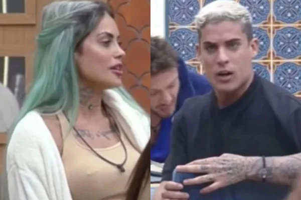 Tati Zaqui e Tiago Ramos brigam em A Fazenda (Reprodução: PlayPlus)