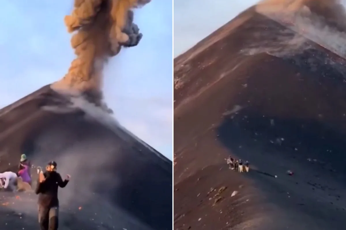 Turistas escapam por pouco de 'bolas de fogo' em erupção do Volcán de Fuego na Guatemala