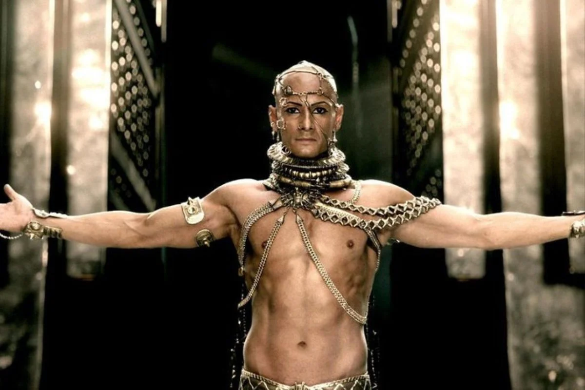 Rodrigo Santoro em 300, longa de 2006 em que interpreta o rei Xerxes I, da Pérsia Rodrigo Santoro em 300, longa de 2006 em que interpreta o rei Xerxes I, da Pérsia