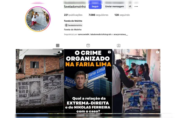 Publicação da Associação da Favela do Moinho sobre Nikolas
