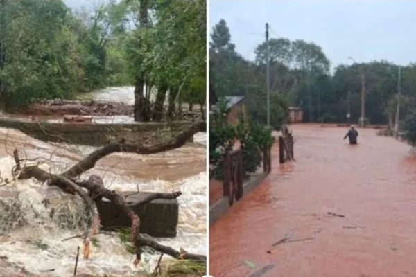 Imagem colorida de cenário após temporal no Rio Grande do Sul