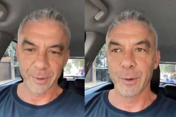 Monstagem com fotos coloridas de Alexandre Correa falando dentro do carro - Metrópoles