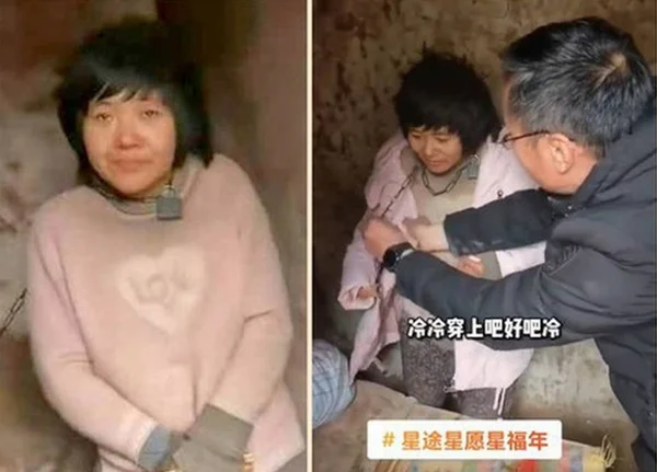 montagens de fotos de mulher chinesa acorrentada