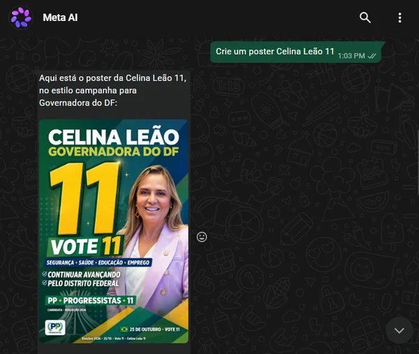 IA do WhatsApp também se recusa a gerar imagem de candidato do PT no DF - destaque galeria IA do WhatsApp também se recusa a gerar imagem de candidato do PT no DF - destaque galeria