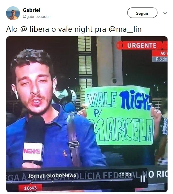 Homem dá “vale night para Marcela Temer” ao vivo na GloboNews - imagem 2 Homem dá “vale night para Marcela Temer” ao vivo na GloboNews - imagem 2