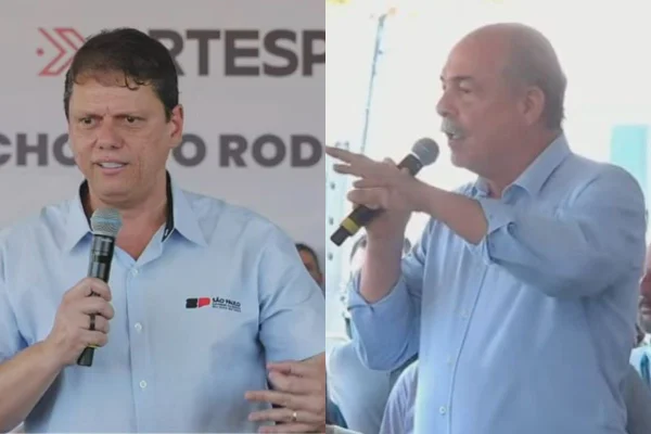 O governador de São Paulo, Tarcísio de Freitas, e o presidente do BNDES, Aloizio Mercadante.