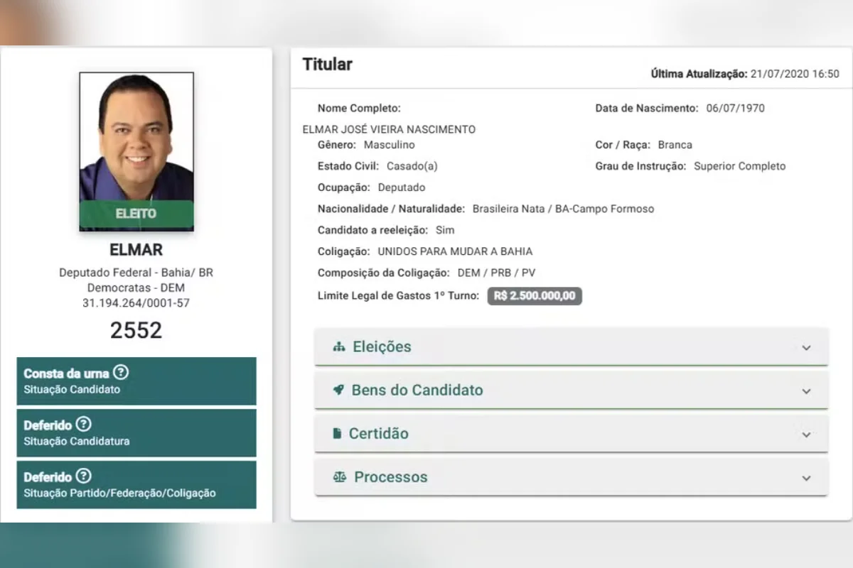 Deputado da Bahia muda autodeclaração racial pela 3ª eleição seguida - imagem 3 Deputado da Bahia muda autodeclaração racial pela 3ª eleição seguida - imagem 3