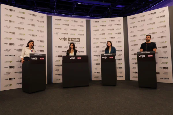 Tabata Amaral, Marina Helena e Pablo Marçal em debate da Veja