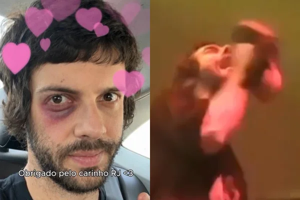 Diogo Defante compartilha vídeo em que é atingido por sapato durante show