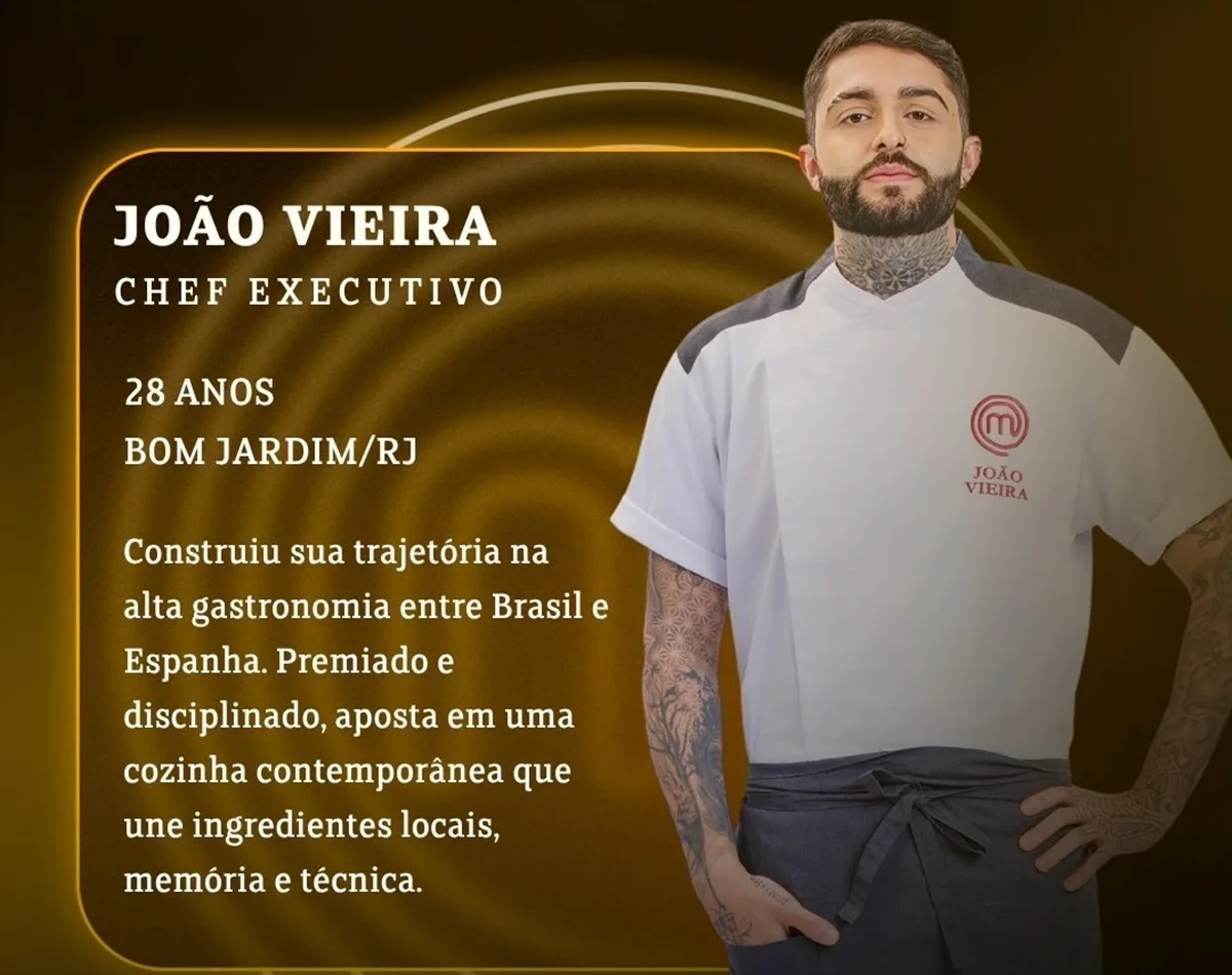 O chef executivo João Vieira está no elenco da nova temporada do MasterChef Profissionais O chef executivo João Vieira está no elenco da nova temporada do MasterChef Profissionais