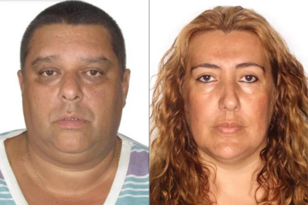Homem branco de meia idade em montagem ao lado de imagem de mulher branca de meia idade com cabelos longos castanhos