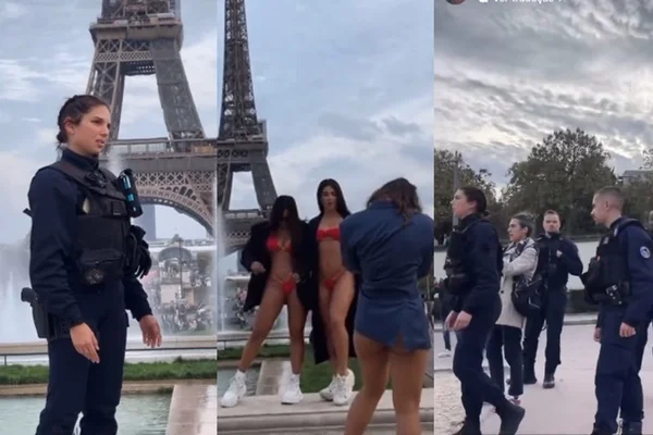 Gabriela Versiane, Vanessa Lopes e Gabily são barradas de ficarem semi-nuas em frente à Toerre Eiffel (Reprodução: Instagram)