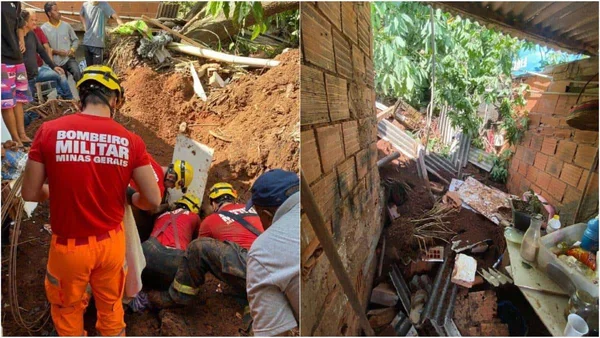 Deslizamento de terra atinge casa e mata mulher e criança em MG