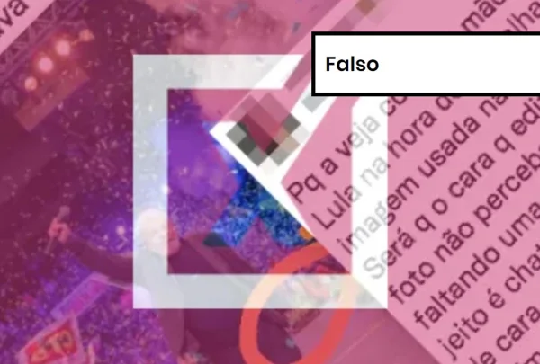 Imagem colorida de post falso sobre Lula