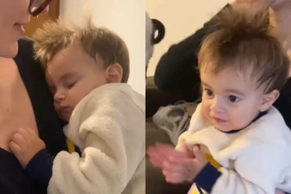 Influenciadora digital com foco em maternidade mostrou o momento em que seu bebê de 1 ano acordou apenas quando ouviu música de samba - Metrópoles