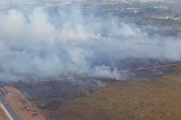 Incêndio de grandes proporções no DF mobiliza bombeiros, FAB e ICMBio