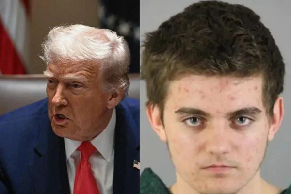 Montagem com foto colorida de Donald Trump e do adolescente de 17 anos Nikita Casap -Metrópoles