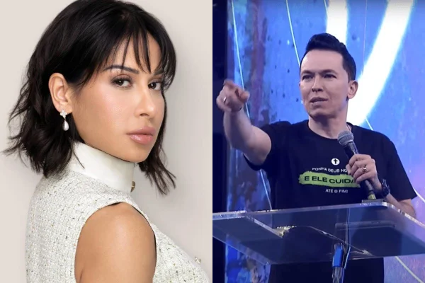Montagem colorida de Maíra Cardi e pastor Lucinho - Metrópoles