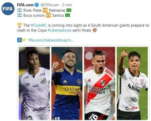 Fifa comete gafe e troca Rony, do Palmeiras, por jogador do Corinthians em post