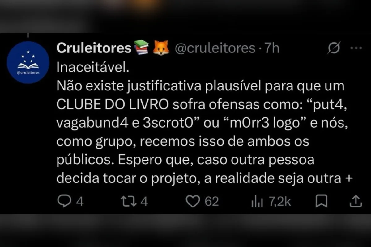 Cruleitores: clube de leitura de torcida do Cruzeiro é apagado após ataques - imagem 3 Cruleitores: clube de leitura de torcida do Cruzeiro é apagado após ataques - imagem 3