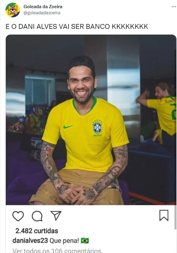 Memes inundam a internet após confirmação de Dani Alves na reserva - destaque galeria
