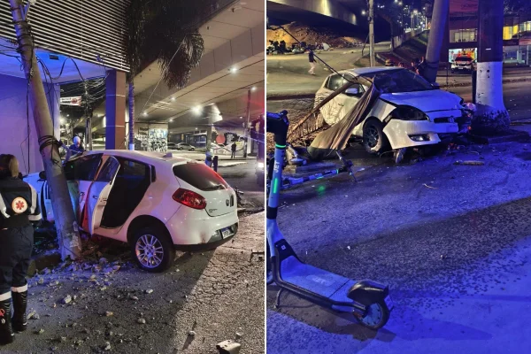 acidente carro bate em poste BH