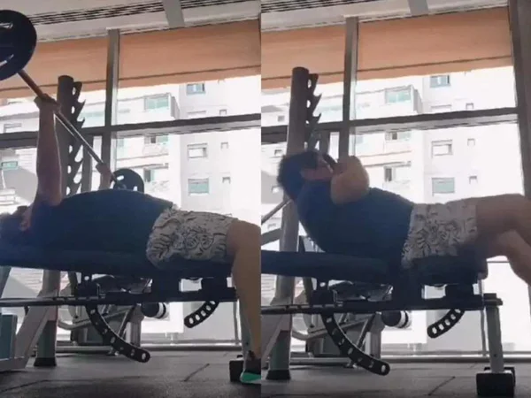 Na foto, vocalista da banda Calcinha Preta na academia