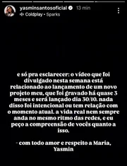 Yasmin Santos se pronuncia e confirma fim do noivado Yasmin Santos se pronuncia e confirma fim do noivado