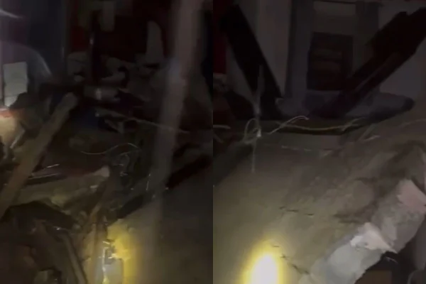Imagem colorida de casa desabada em SP