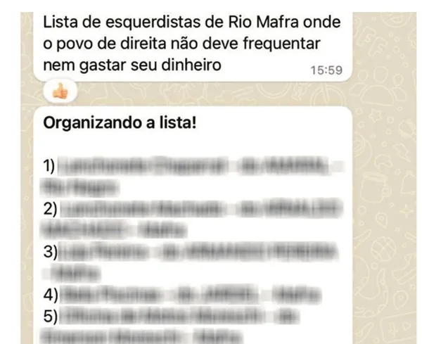 Lista de boicote a comércios “esquerdistas” gera medo em SC e PR