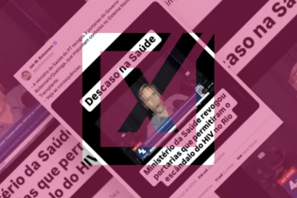 Print de post feito pelo ex-presidente Jair Bolsonaron (PL) com mentira sobre caso do transplantes com HIV. - Metrópoles