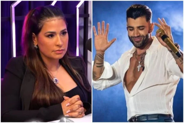 Montagem com fotos dos cantores Simone Mendes e Gusttavo Lima