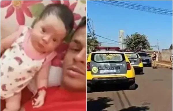 Imagem colorida de pai e bebê mortos a tiros no Paraná - Metrópoles