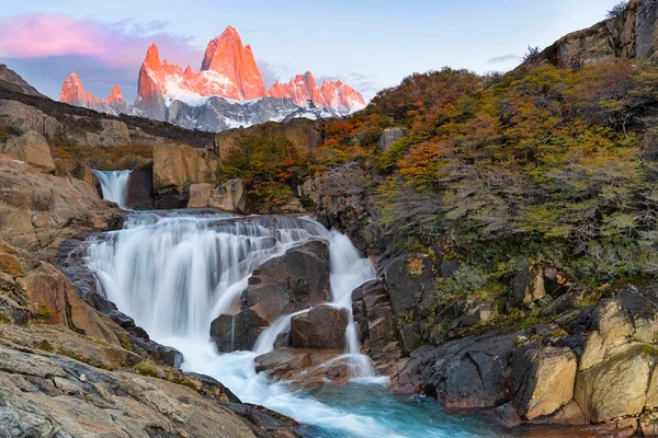 Sunrise Shot of Arroyo del Salto Waterfall Located in Patagonia, Argentina