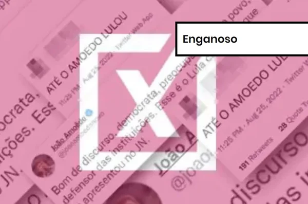 Imagem colorida de post enganoso sobre apoio de João Amoedo a Lula