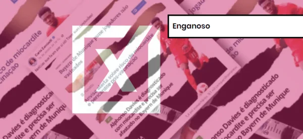 Captura de tela com etiqueta que sinaliza conteúdo enganoso