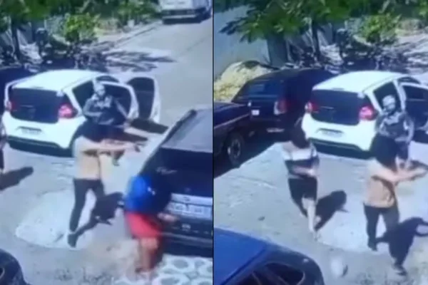 Imagem colorida, Vídeo: homem é assassinado a tiros em oficina por 4 criminosos armados - Metrópoles