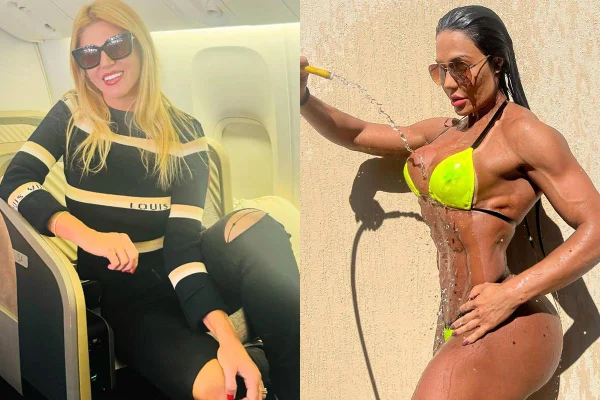 Montagem com fotos coloridas de Val Marchiore e Gracyanne Barbosa - Metrópoles