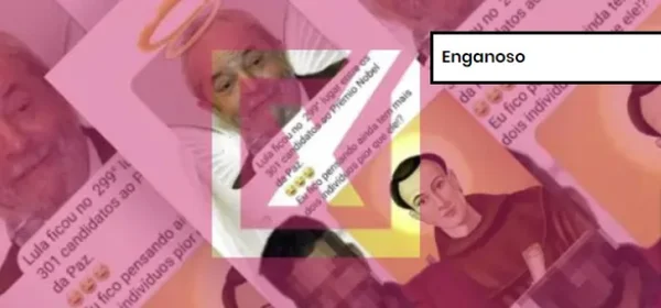 Captura de tela de post enganoso sobre Lula ter ficado na 299ª posição no Nobel da Paz