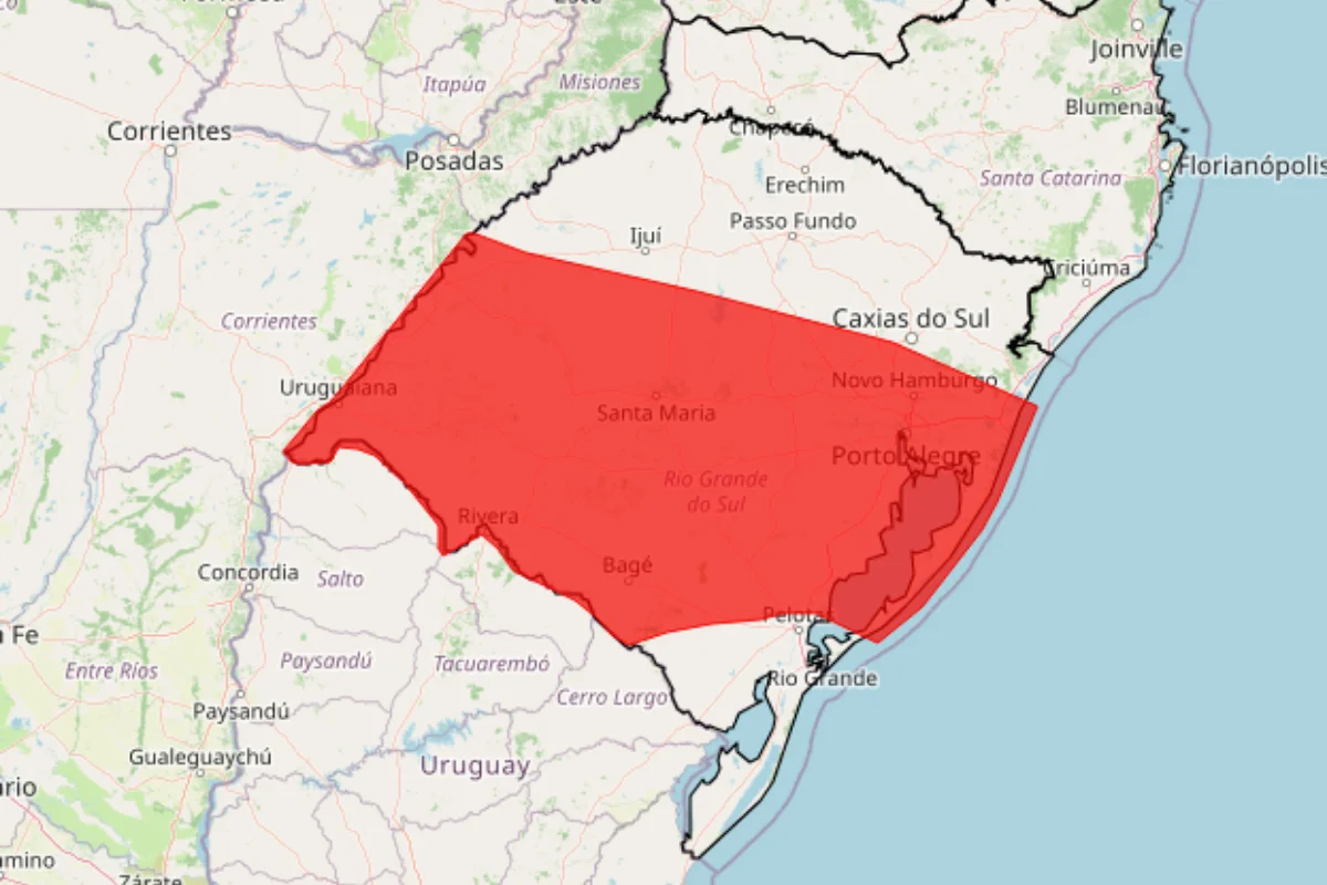 Inmet emite alerta para chuvas, alagamentos e deslizamentos no RS