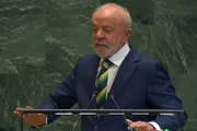 O presidente do Brasil, Luiz Inácio Lula da Silva, em discurso na ONU