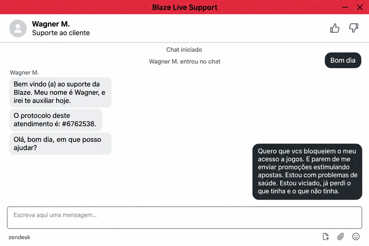Print anexado aos autos não mostra quem mandou mensagem para a Blaze, nem quando Print anexado aos autos não mostra quem mandou mensagem para a Blaze, nem quando