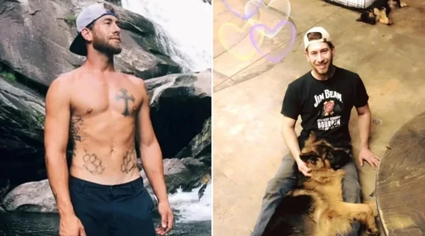 montagem de fotos com homem branco e jovem que faleceu