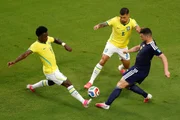 Vini Jr. marcou os dois gols do Brasil na partida contra a Escócia