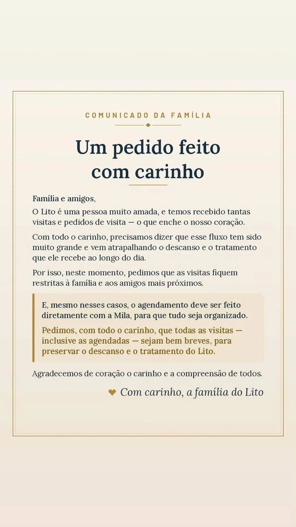Família de Lito Sousa faz apelo após muitas visitas: “Preservar o descanso” - destaque galeria Família de Lito Sousa faz apelo após muitas visitas: “Preservar o descanso” - destaque galeria
