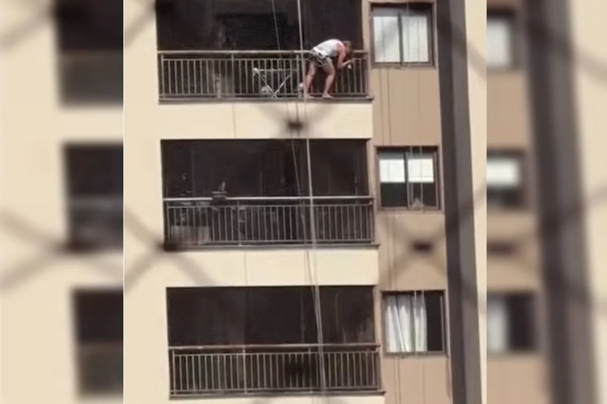 Mulher Arrisca Vida ao Limpar Vidro Fora de Sacada no 13º Andar em Samambaia