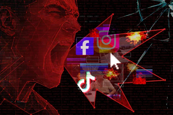 Ilustração para a reportagem O Algoritmo do Ódio, que trata sobre redes sociais e extremismos