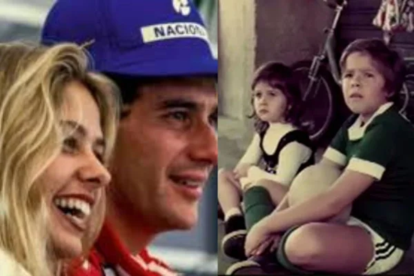 Montagem: Adriane Galisteu e Senna em 1994 e Adriane Galisteu e o irmão em 1970