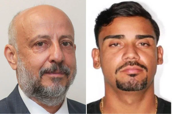 Imagem colorida mostra o ex-delegado Ruy Ferraz e o 10º suspeito preso. Metrópoles